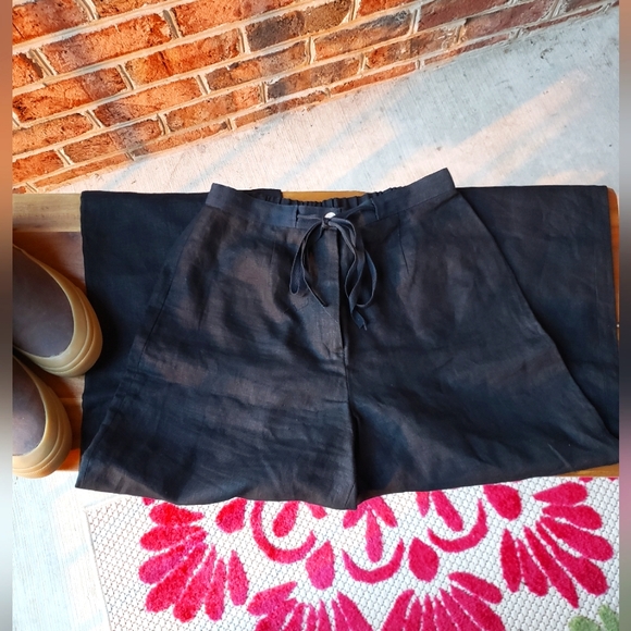 Black Tie Waist Linen Pant - Picture 3 of 4